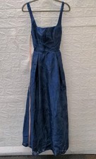 New Lulus Perfected Aura Navy Jacquard Tie Back Maxi Dress With Pockets Size S picture