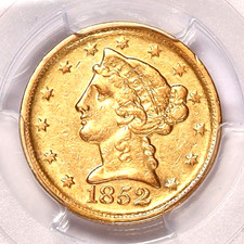 1852-D $5 Gold Half-Eagle Certified PCGS XF45-Scarce Dahlonega Branch Mint Gold picture