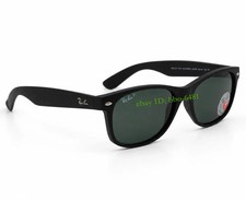 Ray-Ban New Wayfarer Matte Black Rubber l Polarized Green RB2132 622/58 55mm picture