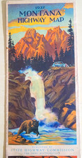 1937 Montana Highway Map Irvin “Shorty” Shope Original Vintage Western Americana picture