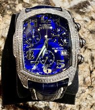 RARE INVICTA LUPAH MODEL 9952 – FACTORY PAVÉ DIAMOND SWISS CHRONOGRAPH – COBALT picture