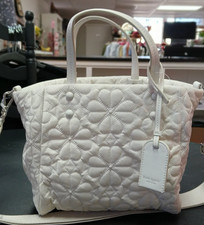 Kate Spade Tilly Quilted Fabric Medium Tote Bag White Dove NEW With Tags picture