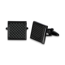 The Checker - Black Stainless Steel Carbon Fiber 16mm Cufflinks picture