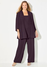 Catherines Women's Plus Size Masquerade Beaded 3-Piece Pant Suit picture