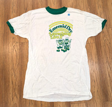 Vintage Emerald Dry Irish Whiskey Ringer T-Shirt XL USA Deadstock Leprechaun picture
