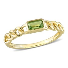 AMOUR 1/3 CT TGW Octagon Peridot Link Ring In 10K Yellow Gold picture