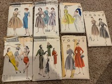 Lot 8 Vintage 1950s Vogue Butterick Sewing Patterns Dresses New Look 1953-54 picture