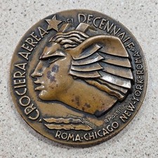1933 10th Anniversary Italo Balbo's Transatlantic Sea Planes Flight Medallion picture