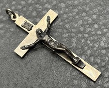 Vintage Italian Silver Tone Crucifix Cross Pendant INRI & Corpus Christi picture