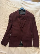 ZARA Men’s Burgundy 2pc Pant Suit Solid One-Button Blazer EUR 38 picture