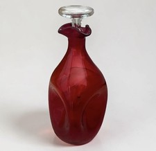 Vintage Blenko pinched dimpled decanter bottle #49 ruby red with stopper  picture