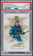 2024 Upper Deck The Cup Logomarks Macklin Celebrini LM-CE Gold Ink # 4/15 Rookie picture