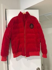 Billionaire Italian Couture Red Velvet Puffer Jacket Men’s Size 50 IT picture