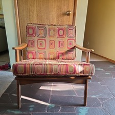 Vintage MCM Spindle Back Lounge Chair Frame 1960 Yugoslavian Danish Modern Style picture