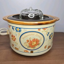 Vintage Rival Potpourri Crock Pot Country Floral Model 3207 Tested, W Glass Lid picture