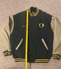 Vintage Nike Oregon Ducks Wool Leather Varsity Bomber Jacket Size extra Large picture