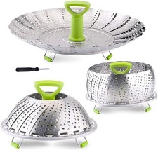 Stainless Folding Vegetable Steamer Basket, Expandable 5.1-9