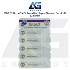 MDT Dental FG ZirconIT ZRT Round End Taper Diamond Bur Z198 L22.0mm Ø1.6mmX8.0mm picture
