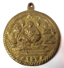 ANTIQUE RARE GILDED BRONZE MEDAL DECOR BUDDHA INDIA PENDANT 3
