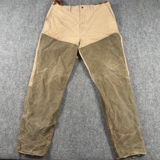 Filson Double Hunting Pants Mens 36 Tan Style 575 USA Canvas Tin Cloth Waxed picture