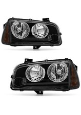 2006-2010 Dodge Charger Corner Signal Lights Pair Black Housing Amber Reflector picture