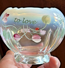Fenton White Opalescent Bowl Take Time To Love The Little Things In Life Signed picture