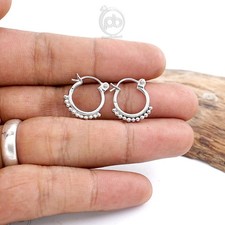 925 Sterling Silver Women's Hook Earrings Balinese Nine Jawan (Nonagona) Motik36 picture