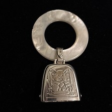 Beautiful Antique Webster Co. Sterling Silver Mother O Pearl Little Piggy Rattle picture