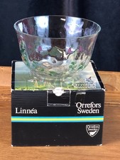Vintage Orrefors Sweden Eva Englund LINNEA CRYSTAL BOWL w/ Wild Flowers Sweden picture