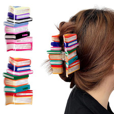 2Pcs Book Hair Claw Clips Cute Stack of Books Hair Clips Teacher Gift Women picture