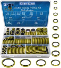 12 Sizes 378 Pcs Bonded Sealing Washer Kit,Automotive Self-Centred AC Seal Metal picture