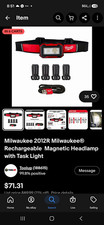 Milwaukee 2012R LED Rechargeable Magnetic Headlamp 450 Lumens IP54 USB picture