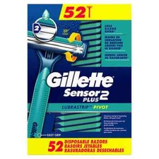 Gillette Sensor2 Plus Disposable Razor lubrastrip Pivot - 52 Razors picture