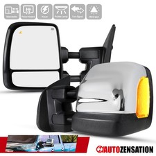 Fit 2016-2022 Titan Chrome Extend Power Towing Mirrors Pair+Heat BSM LED Signal picture