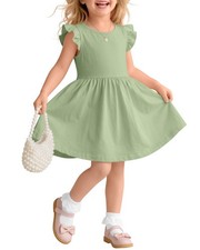 Custoneei Toddlers Girls Ruffle Sleeve Dress 18M-5T, Green, 18-24 Months picture