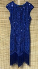 Fundaisy Royal Blue Sequin Flapper Dress 1920s Gatsby Fringe Costume Women’s XL picture