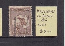 1916 Kangaroos 3rd Watermark 2/- Brown SG41  fine used. Going Cheap picture
