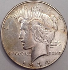 Better Date 1934-D Peace Silver Dollar - Lustrous AU-UNC With Nice Light Toning picture