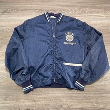 True Vintage 60s Central Michigan Chippewas Champion Jacket Mens Medium Blue USA picture