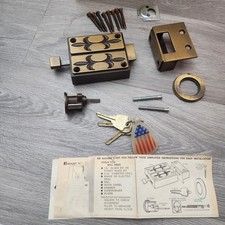 Vintage Sears Craftsman Safety Double Action Door Lock Set Hardware 70s Security picture