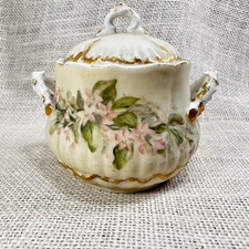 Antique MTR France Hand Painted Floral Porcelain Sugar Bowl Gold Gilt picture