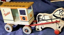 Vintage 1930s RichToys Borden's Dairy Pull Toy Horse & Wagon picture