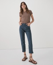 Pact Women's Stretch Twill Denim Slim Pant Large Slate Blue Comfortable Fit picture