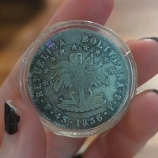 Bolivia 1856 4 Soles Silver Coin Republica Boliviana Uncertified BN picture