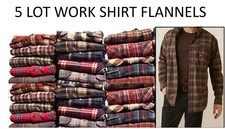 5 LOT Flannel Work Shirt Mens Outdoor Thermal Durable Multicolor Bulk Deal picture