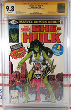 💥🟢 CGC 9.8 STAN LEE & JOE SINNOTT SIGNED SAVAGE SHE-HULK #1 NM/MT 1980 MARVEL picture