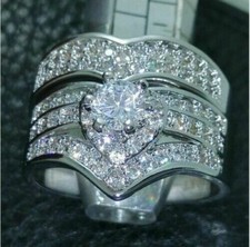 1.80 Ct Diamond Art Deco Antique Vintage Wedding Ring Set 925 Sterling Silver picture
