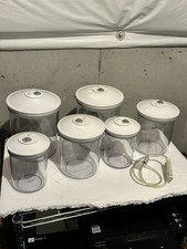 6 FoodSaver Snail Vacuum Container Storage Canisters w/ Lids & Hose picture
