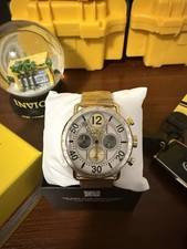 Invicta Speedway Men's 45mm Quartz Gold Mesh Chronograph Tachymeter Watch picture