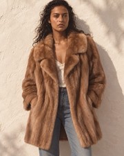 Vintage 60s 70s Real Mink Fur Coat Brown Glam Old Hollywood Women’s M picture